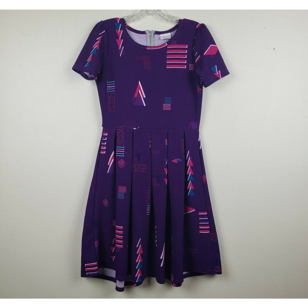 Lularoe|  Amelia Purple with Geometric Shapes, Size S